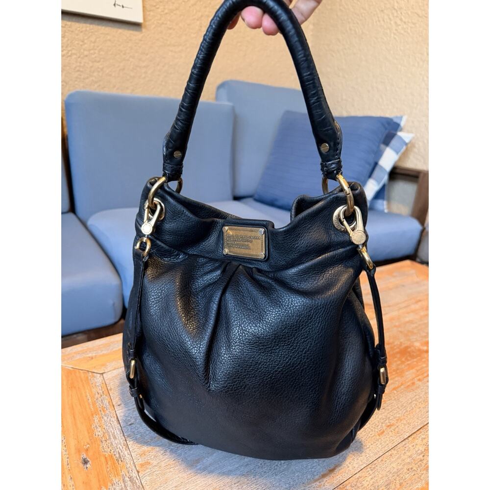 Original Marc by Marc Jacobs Q Hillier Hobo Pebble Leather Shoulder Bag Black